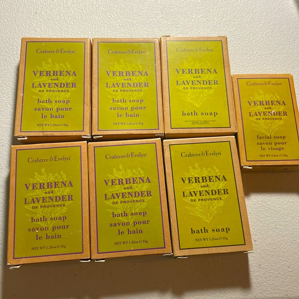 Crabtree & Evelyn Verbena & Lavender Travel Bath Soap Lot of 6 NEW w/Extra
